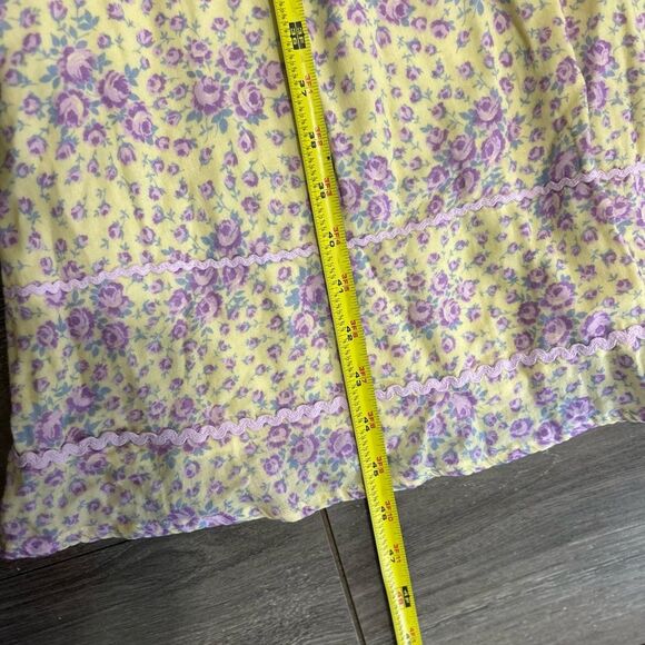 LoveShackFancy Yellow and Purple Regina Cotton Midi Dress Floral Printed Size 10 - Picture 9 of 11